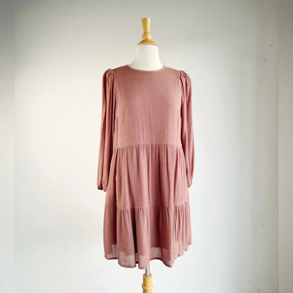 ABERCROMBIE & FITCH | Mauve Polka Dot Tiered Mini Dress | S